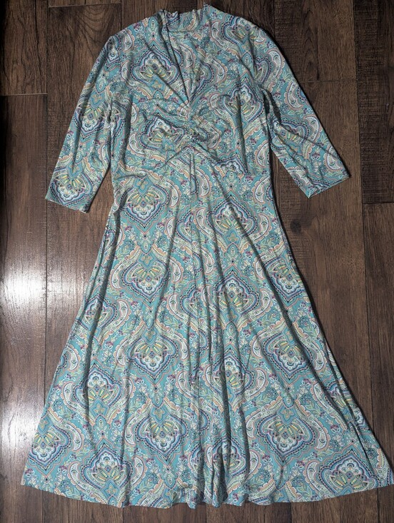 Soft Surroundings Dresses & Skirts - Soft Surroundings Women's Fit & Flare Midi Dress Sea Foam Green w/ Paisley Small